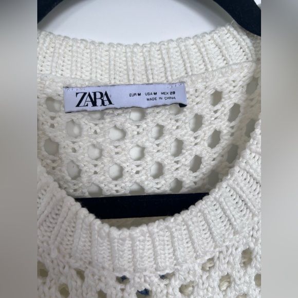 Gillet en maille Zara blanc et bleu fleuri - Picture 1 of 3